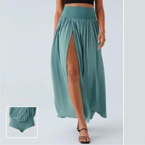 HALARA Green Breezy Maxi Skirt with Slit Resort Wear Size 1X